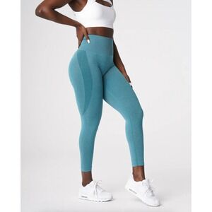 NVGTN Teal Contour Seamless Leggings Athleisure Gym‎ High Waist Size Medium